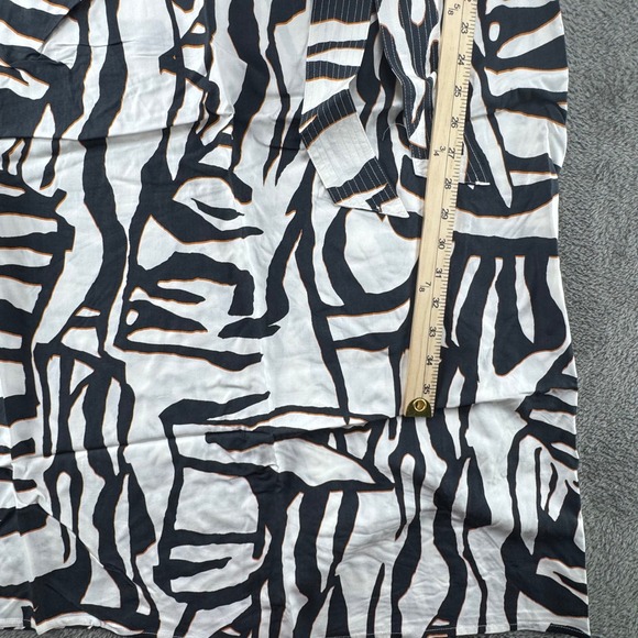 Ava & Viv Zebra Print Maxi Dress Women 2X White Black New Sleeveless V-Neck Belt - Picture 8 of 13